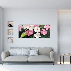 Kép - Rózsaszín és fehér virágok (120x50 cm)
