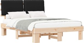 vidaXL Ágykeret Kárpitozott Fejtámlával Fekete 160 x 200 cm