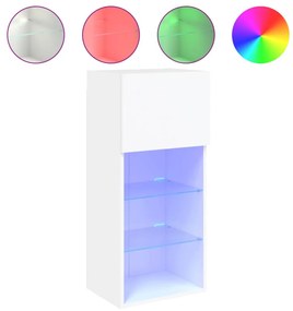 fehér TV-szekrény LED-lámpákkal 40,5x30x90 cm