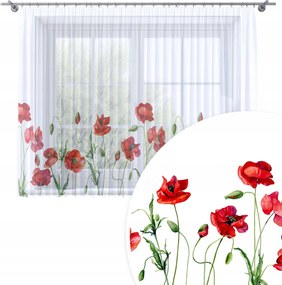 Függöny Kész Fátyol 300X160 Festett Mintás Béka Szalag Függöny Pipacs 374