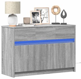 szürke sonoma színű szerelt fa LED-es TV-szekrény 91x34x61 cm