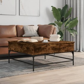 Füstös tölgy szerelt fa és fém dohányzóasztal 95 x 95 x 45 cm