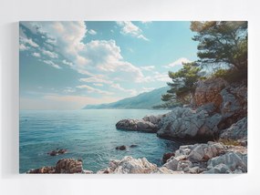 Poszter Tájkép Tengerpart Sziklák Tenger Hegyek 60x40