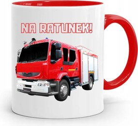 Piros Bögre Tűzoltónak Mentő Ajándék fényképes nyomattal