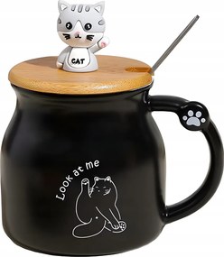 Ajándék Bögre Porcelán Szett Macskával Kávé Tea Kerámia 350ml