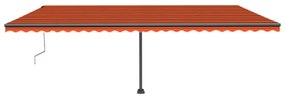 narancssárga-barna szélérzékelős és LED-es napellenző 600x300cm
