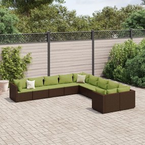 vidaXL 10 részes barna polyrattan kerti ülőgarnitúra párnákkal