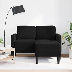 fekete bársony 2 üléses kanapé L-alakú kanapéval 125 cm