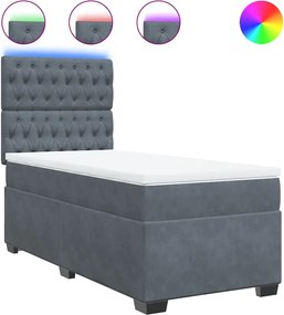vidaXL sötétszürke bársony rugós ágy matraccal 80 x 200 cm