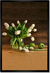 Poszterek keretben 40x60 Fehér tulipánok vázában