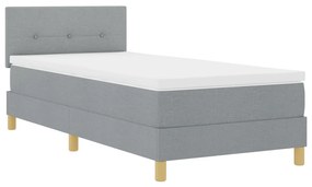 Boxspring ágy matraccal, világosszürke, 90x200 cm, szövet
