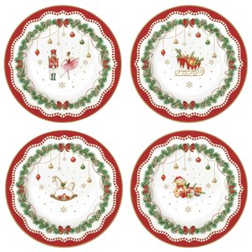 Karácsonyi porcelán desszertes tányér 4 db szett díszdobozban Magie de Noel