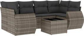 vidaXL 7 részes szürke polyrattan kerti ülőgarnitúra párnákkal