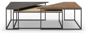 Natúr színű dohányzóasztal szett diófa dekoros asztallappal, 3 db-os 70x110 cm Titan – Marckeric