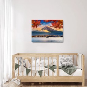 Kép - japán, Fuji hegy (üvegen) (70x50 cm)