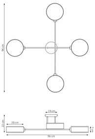 Felületre szerelhető csillár MAGA 4xE14/10W/230V fekete