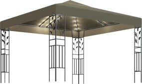 vidaXL tópszínű pavilon LED fényfüzérrel 3 x 3 m