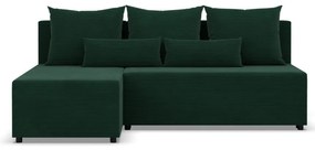 Nobu sarokkanapé, kordbársony, univerzális oldal, zöld