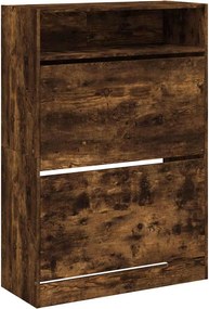 vidaXL füstös tölgy cipőszekrény 2 kihajtható fiókkal 80x34x116 cm