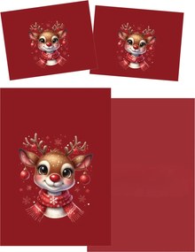 3D mikroszálas ágyneműhuzat MERRY FAWN piros Ágyneműhuzat mérete: 70 x 90 cm | 140 x 200 cm