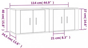 2 db magasfényű fehér fali TV-szekrény 57 x 34,5 x 40 cm