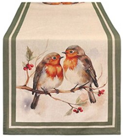 Madár mintás pamut asztali futó 50x150 cm Bosco incantato