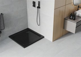 Mexen  Slim Akril masszív zuhanytálca    100 x 100 cm, fekete+szifon fekete - 40701010B Akril zuhanytálca
