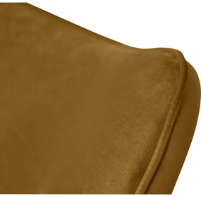 Mustársárga bársony fotel lábtartóval Niko – Ropez