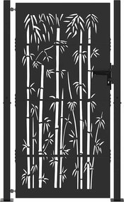 vidaXL Kerti kapu zárral Fekete 110 x 205 cm Porszórt acél