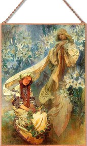 Mucha - Madonna of the Lilies üvegkép, falikép