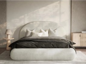 Krémszínű kárpitozott ágyneműtartós franciaágy ágyráccsal 140x200 cm Maumere – Maison de Rêve