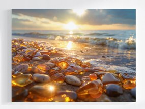 Poszter Naplemente Tenger Borostyán Tengerpart Hullámok 100x75