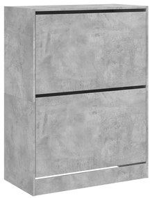 betonszürke cipőszekrény 2 kihajtható fiókkal 80 x 42 x 108 cm