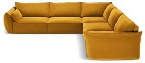 Mustársárga bársony sarokkanapé Vanda – Mazzini Sofas