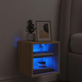 sonoma tölgy színű fali TV-szekrény LED-ekkel 30 x 28,5 x 30 cm