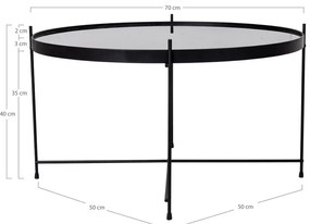Fekete kerek dohányzóasztal ø 70 cm Venezia - House Nordic