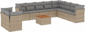 vidaXL 11részes vegyes bézs polyrattan kerti ülőgarnitúra párnákkal
