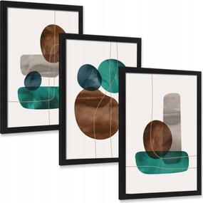 Absztrakt keretes falikép 3 db-os szett 40x30 cm