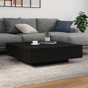 LED lámpás kávézóasztal fekete tölgy 100x100x31 cm