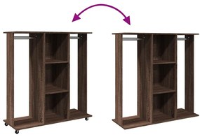 barna tölgy szerelt fa ruhásszekrény kerékkel 102 x 38 x 110 cm
