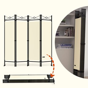 Casaria® 4 paneles képernyő Lucca - krém
