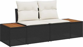 vidaXL Kerti kanapé Fekete 184 x 62 x 85cm polirattan