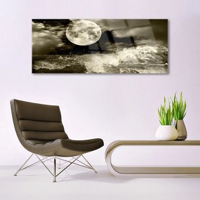 Üvegkép falra Éjszakai Hold Tájkép 125x50 cm