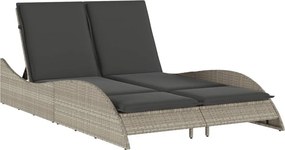 vidaXL világosszürke polyrattan napozóágy párnákkal 114x205x73 cm