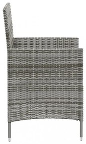 vidaXL 3 részes szürke polyrattan kültéri étkezőszett párnákkal