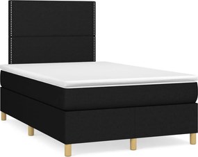 vidaXL fekete szövet rugós ágy matraccal 120 x 200 cm