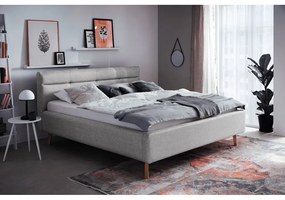 Szürke kárpitozott franciaágy tárolóhellyel és ágyráccsal 160x200 cm Lotte - Meise Möbel