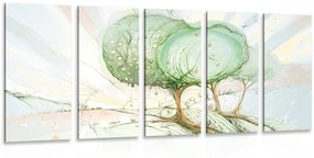 5-részes kép mesebeli pasztell fák