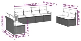 8 részes bézs polyrattan kerti ülőgarnitúra párnával