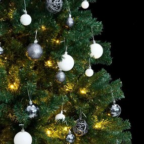 csuklópántos műkarácsonyfa 300 LED-del és gömbökkel 180 cm